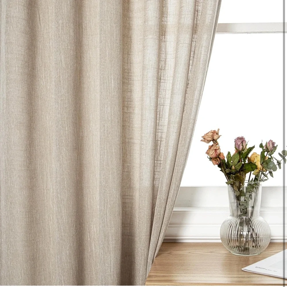 Cotton Curtains for Living Room Farmhouse Semi Sheer Light Filtering 50x84 x2